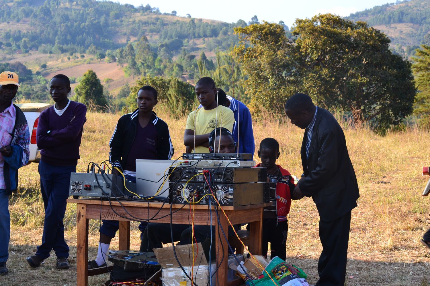 The sound system set up for the festival